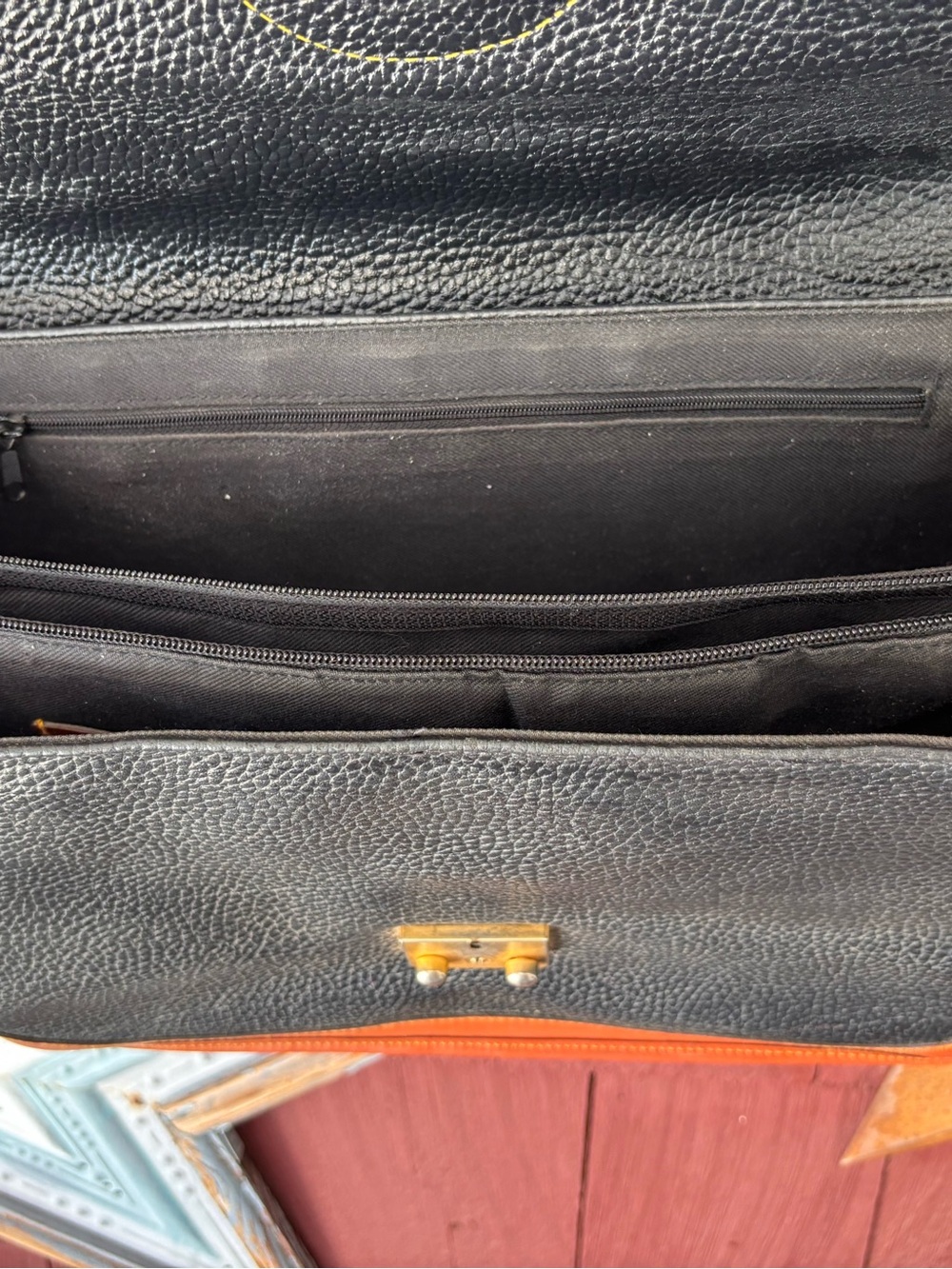 Vintage 90s Dooney & Bourke Black & Tan Leather Laptop Briefcase Shoulder Strap - Picture 10 of 16
